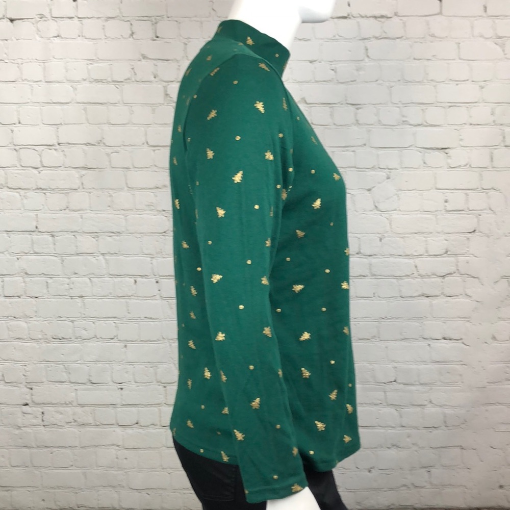 0X 1X 2X Christmas Tree Green & Gold Mock Turtleneck Top X-Mas Plus Size - Picture 4 of 5